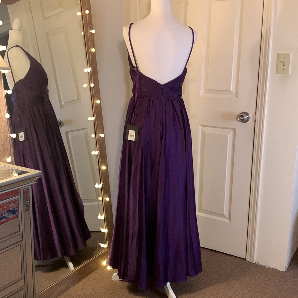 MAC DUGGAL
Ruched Top Satin Pleated Tea Length Dress - Picture 9 of 16